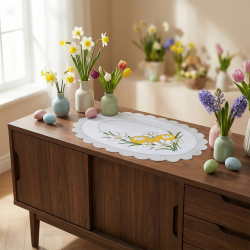 OWALNA serwetka WIELKANOCNA pisanki, stokrotki  20x30